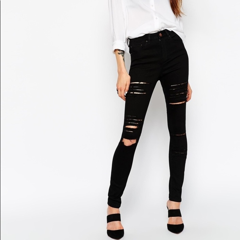 ASOS Black Ripped Skinny Jeans